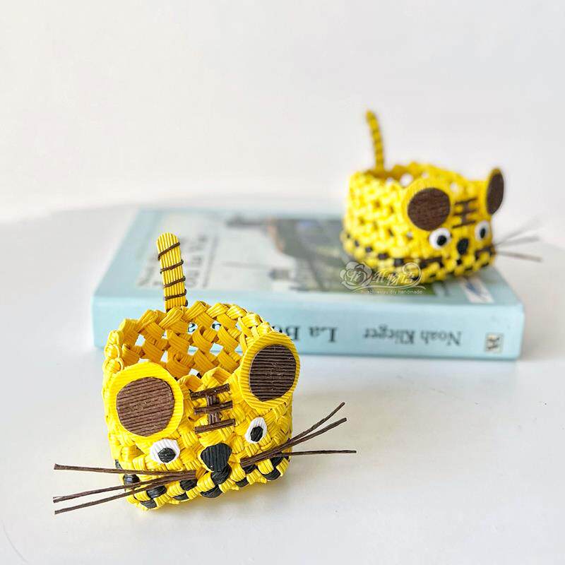 小老虎糖果盒宽纸藤编织材料包学生手工课制作新年礼物可做2个