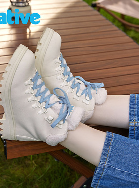 Native秋冬纯色加绒户外徒步休闲鞋棉靴马丁靴时尚