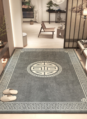 新中式地垫入户门垫进门地毯家用防滑耐脏灰色玄关脚垫门口可定制