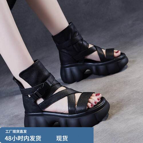 牛皮新款厚度镂空露趾凉鞋女款真皮软底2026夏季爆款休闲罗马皮鞋