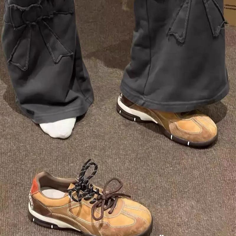 美拉德训鞋女内增高2025秋季新款真皮棕色百搭运动覆古厚底阿甘鞋