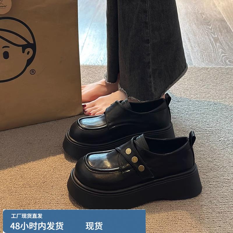 英伦风黑色厚底增高小皮鞋女气质单鞋2025新款春秋季玛丽珍乐福鞋