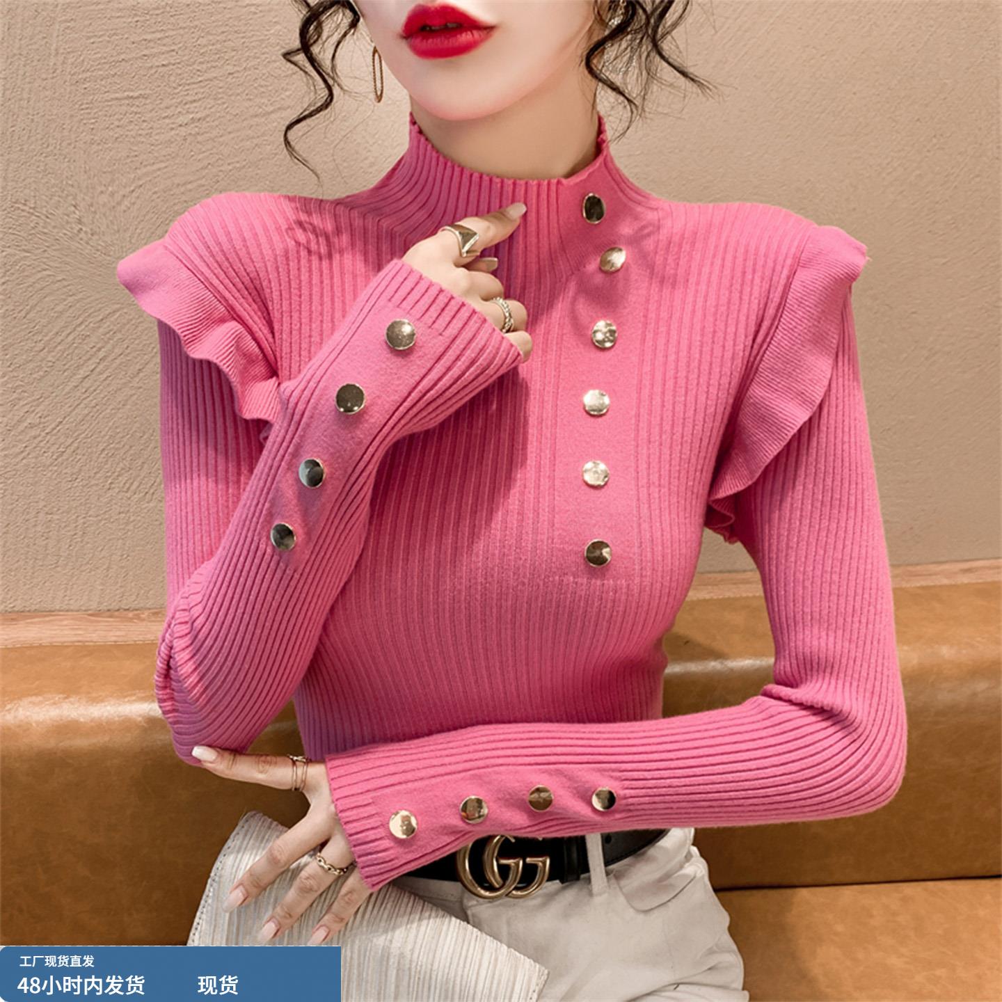 设计感时尚高领针织打底衫女秋冬季2025新款显瘦内搭上衣毛衣洋气