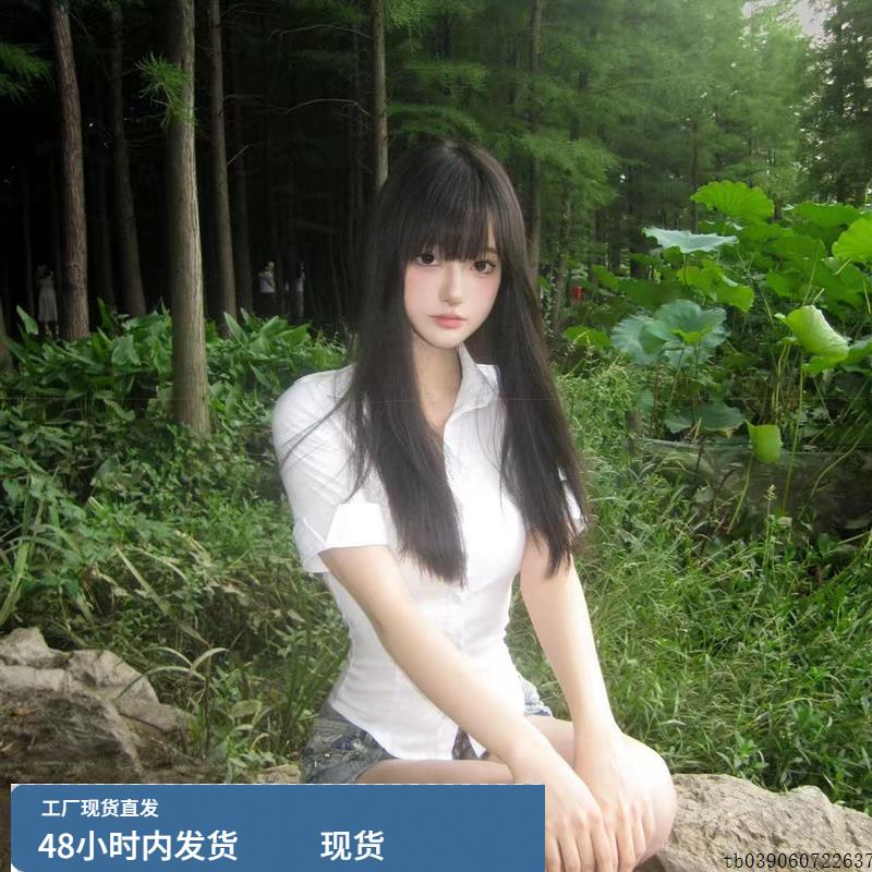 原创JK制服收腰衬衫学生短袖上衣学院风辣妹掐腰衬衣狗短格裙套装