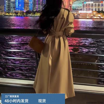 风衣外套女中长款2025秋季新款韩版正肩气质收腰小个子卡其色大衣