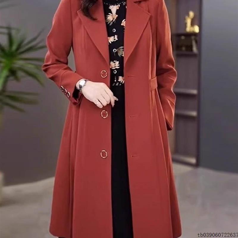 高端西装领风衣外套女士春秋装新款气质高级感妈妈收腰中长款大衣