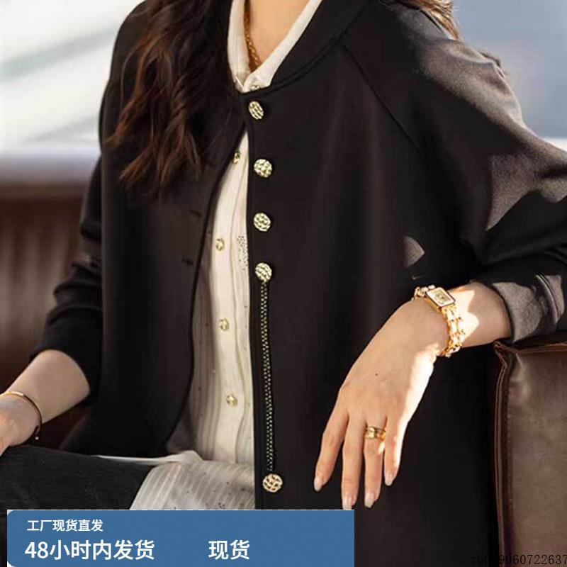 大码黑色空气棉棒球服短外套女秋季宽松休闲百搭夹克洋气减龄上衣