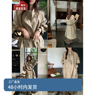 IVY艾薇新款秋季英伦风高级感立领韩版宽松显瘦系带风衣外套大衣