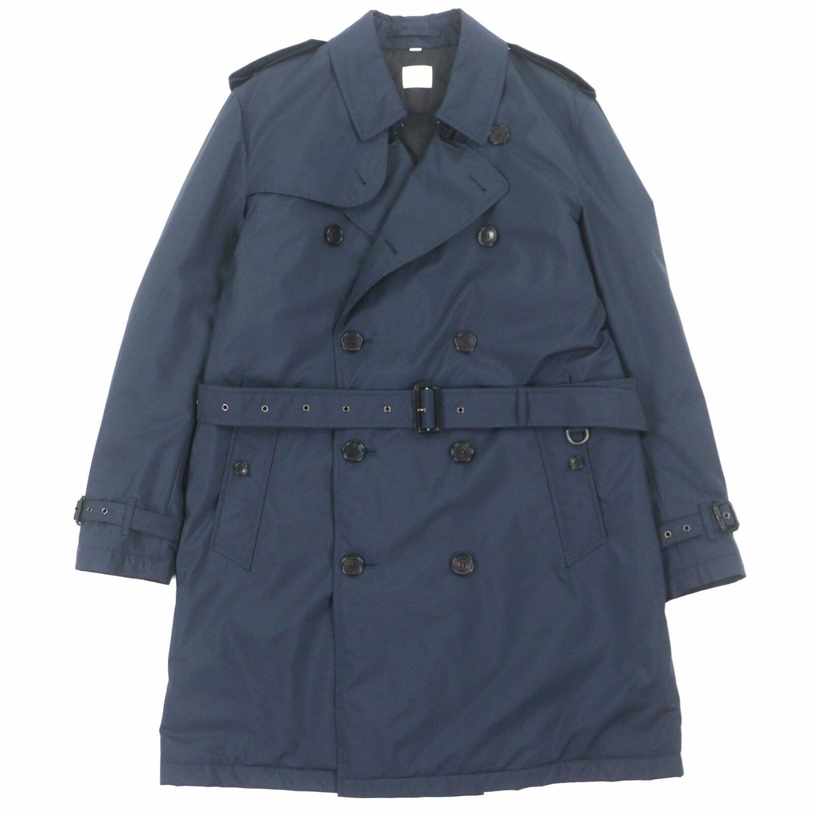 BURBERRY博柏利【A】单排扣系带中长款风衣外套海军蓝男款52码