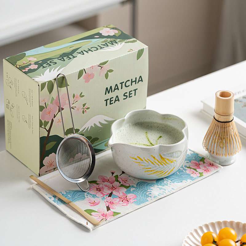 手工彩釉画抹茶碗打沫点茶器搅拌工具茶刷茶筛筅立家用打奶茶套装