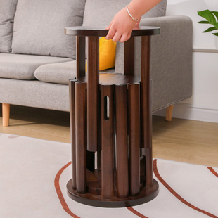 全实木圆凳子可叠放茶几家用现代吃饭组合登子边几新中式叠叠乐