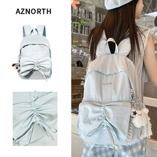 书包大学生女韩系蓝色初中女生高中生2026新款背包ins女孩双肩包
