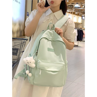 书包女生轻便小学生初中高中生休闲背包浅绿色新款韩版简约双肩包