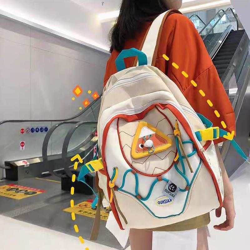ins韩国小众撞色可爱双肩背包