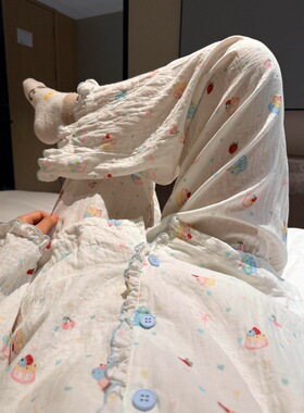 软糯可爱卡通印花开衫睡衣女春季新款大码宽松居家服两件套可外穿