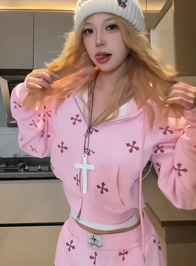 显白可外穿连帽卫衣外套家居服睡衣女春秋季2025新款长袖长裤套装