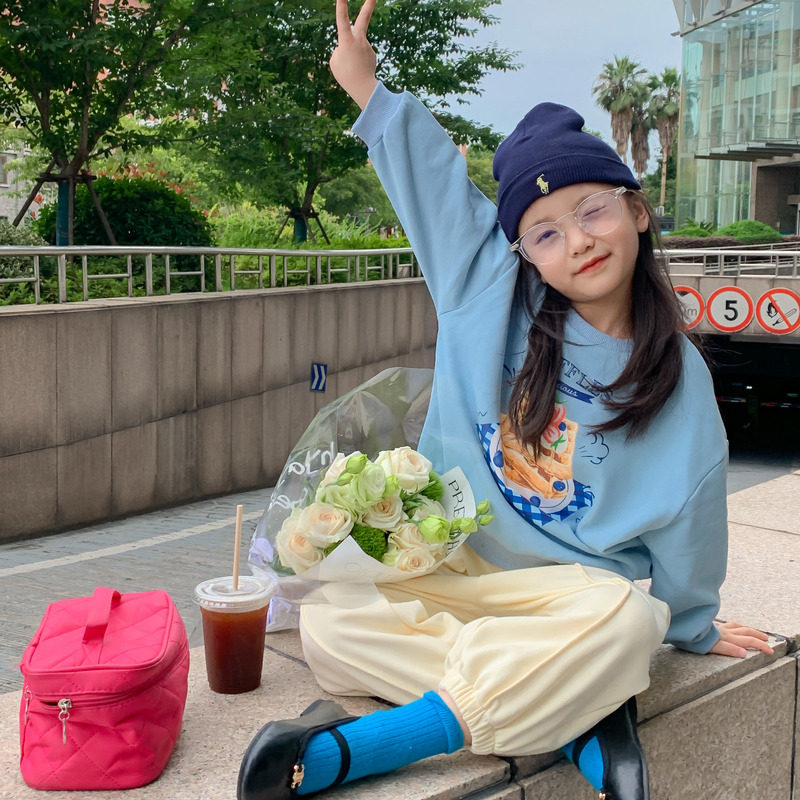 童卫衣2026秋款女童韩版圆领印花上衣儿童长袖休闲宽松卫衣末小蒙