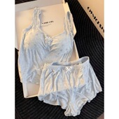 家居服套装 法式 吊带短裤 新款 纯欲莫代尔带胸垫背心睡衣女2026夏季