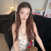 新款 26夏季 波点蕾丝睡裙性感吊带带胸垫睡衣家居服女 漫雾波点