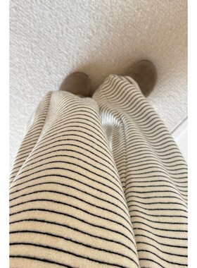 韩系简约慵懒风条纹垂感睡裤女2025秋冬季大码可外穿休闲家居长裤