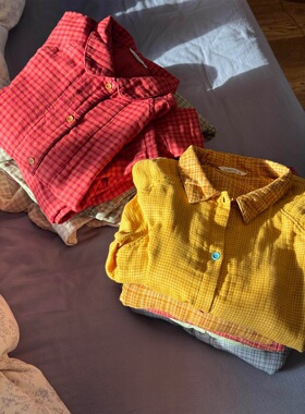 多巴胺风棉纱格纹开衫睡衣女春季2026新款港风亲肤舒适家居服套装