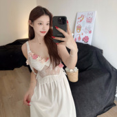 重工立体花朵吊带睡裙长款 法式 2026夏季 家居服睡衣女 云梦花期