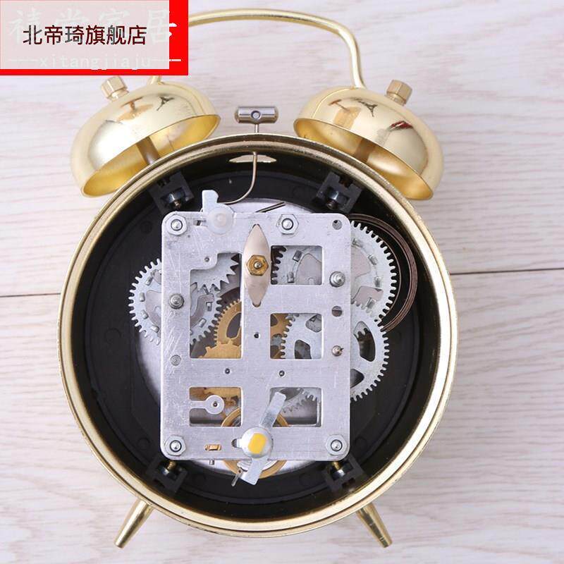 高档上械机发条闹钟老式上链条金打铃台钟小鸡吃米学生闹钟大声