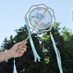 古风宫扇新中式搭配刺绣扇子中国风双框圆形团扇绣花扇汉服舞蹈扇