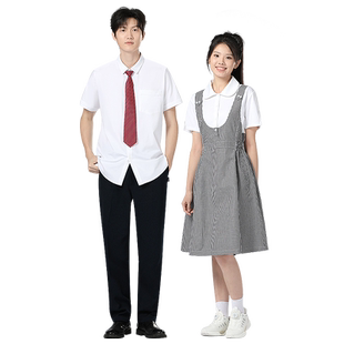 深圳校服中学生礼服套装夏季男女初中制服短袖衬衫长裤领带连衣裙