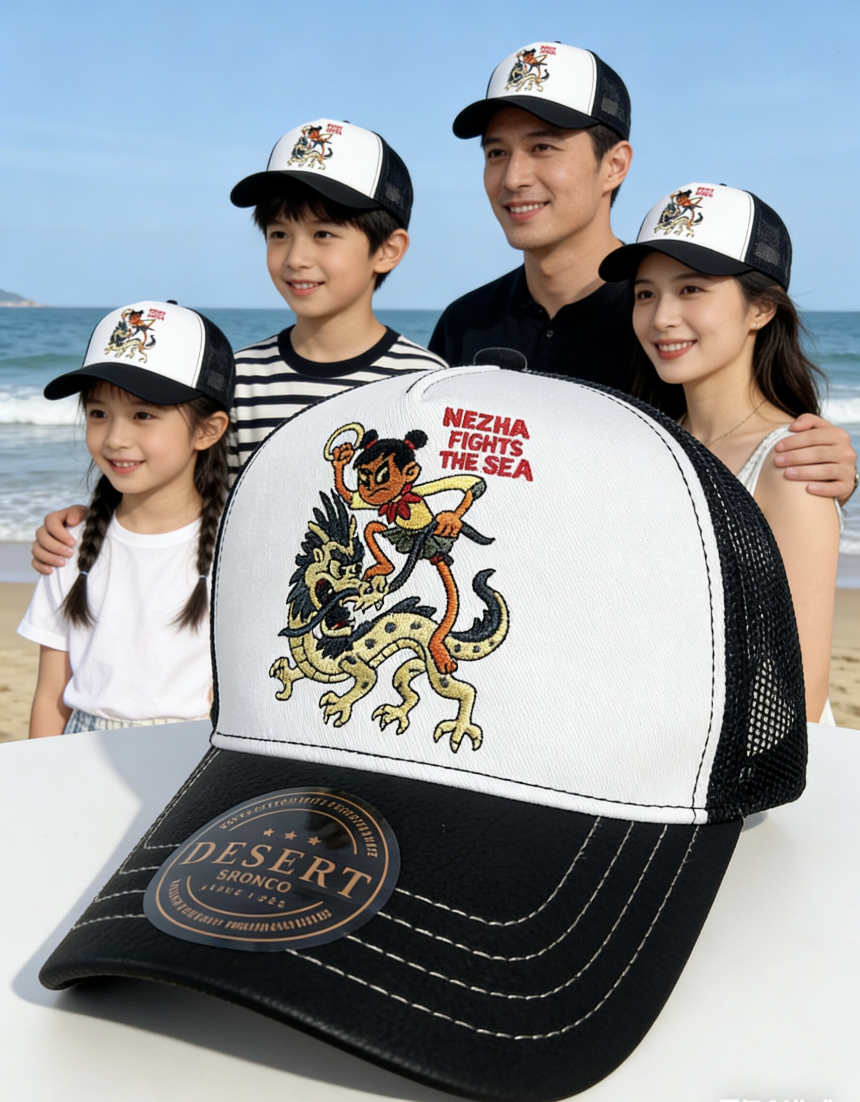 哪吒闹海敖丙三太子帽子国潮亲子款帽子刺绣复古配色童帽亲子帽子