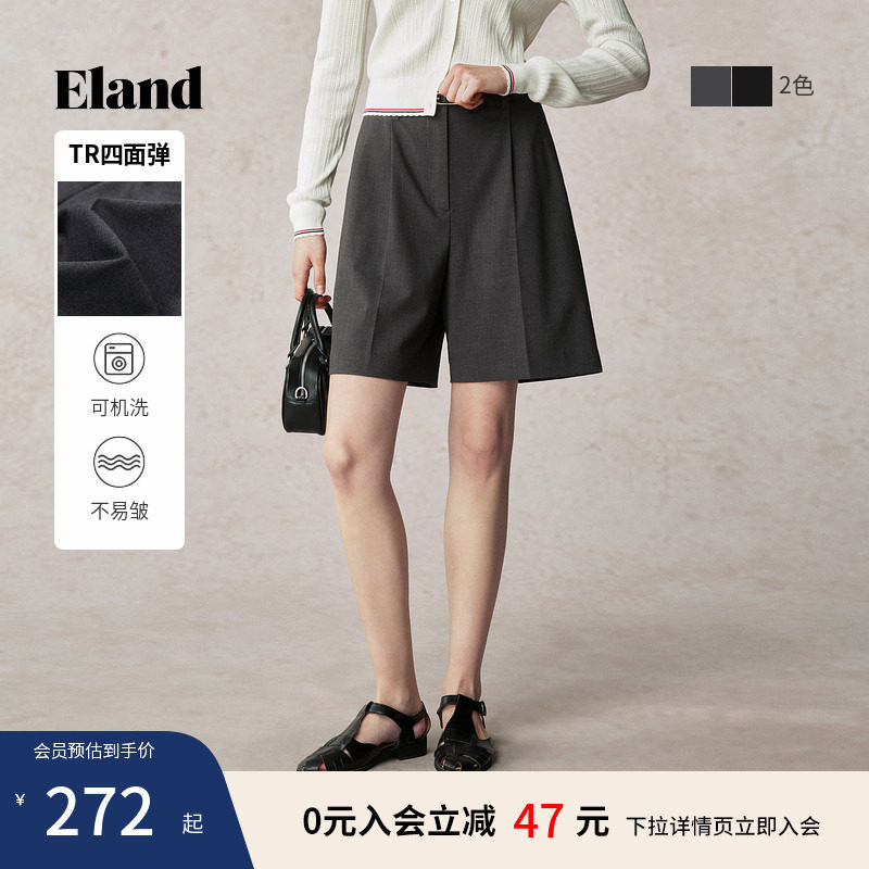 【Eland奥莱】衣恋短裤女通勤风两侧口袋设计西裤夏季