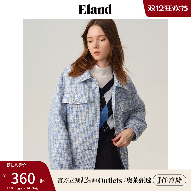 【Eland奥莱】衣恋小香风外套女气质廓形短款外套