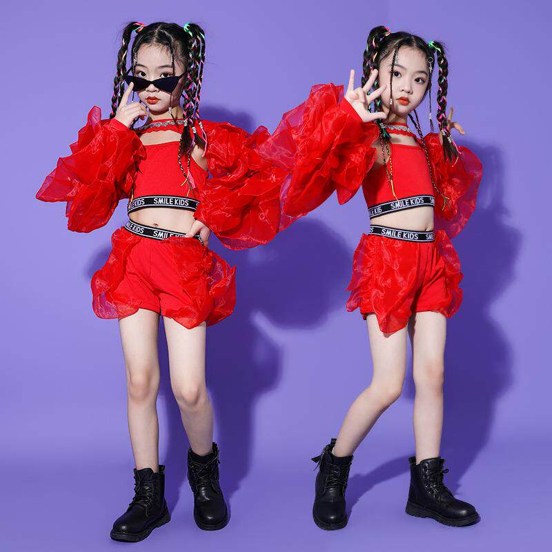 模特潮台儿童街舞时舞蹈服装 装t走秀演出服霸气装舞时尚套装