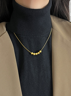 五福临门几何吊坠项链轻奢高级感女士INS优雅气质小众钛钢锁骨链