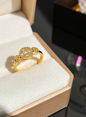 甜酷风铜钱戒指女轻奢时尚指环个性小众设计食指戒时尚开口戒指环