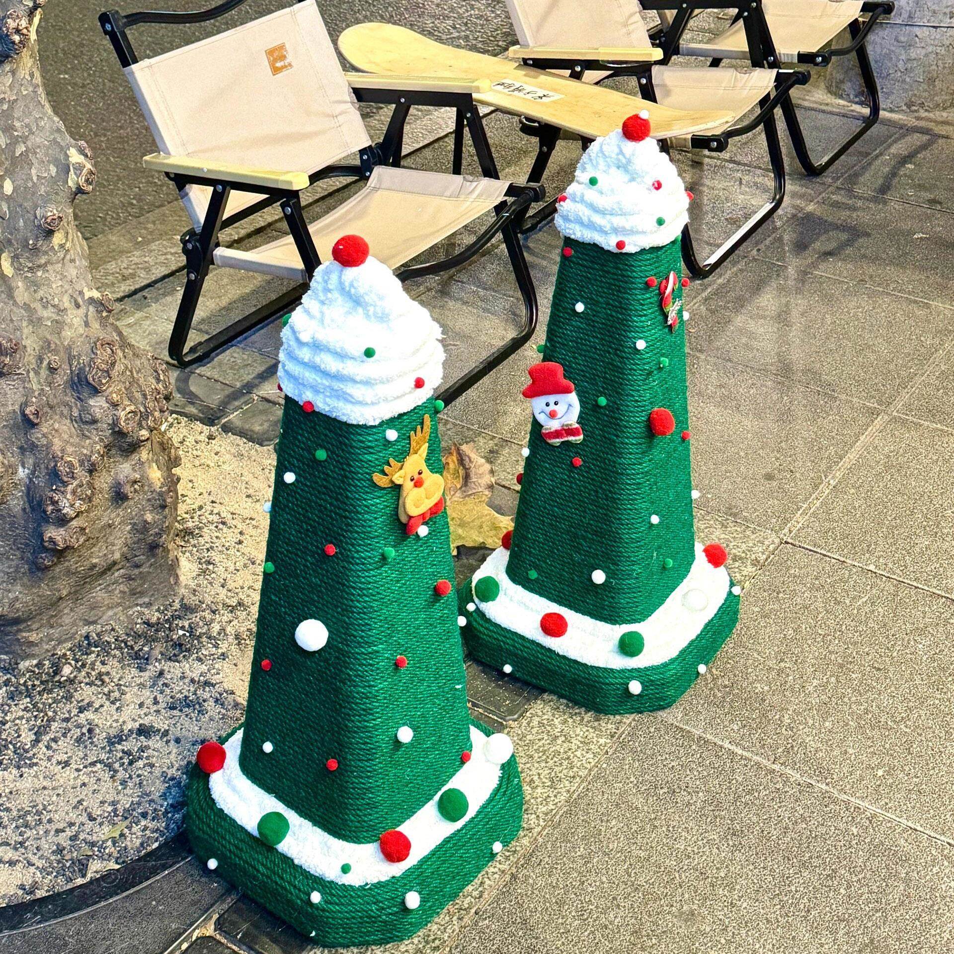 圣诞节门店氛围装饰布置餐厅咖啡店铺酒吧藤条挂件圣诞雪糕筒装饰