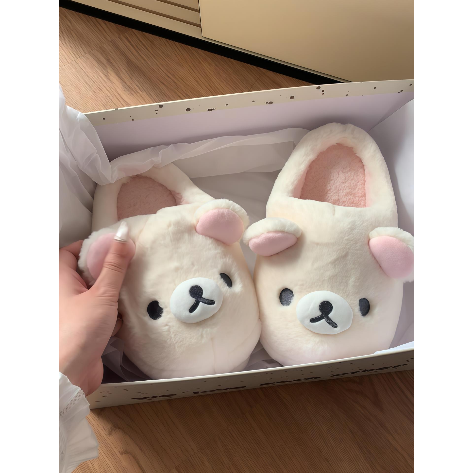 轻松熊拖鞋冬季毛绒家居女款2025新款加绒保暖可爱毛毛茸茸棉拖鞋