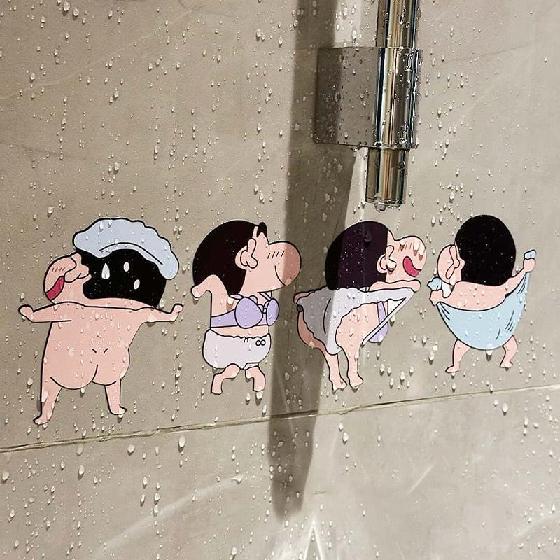 蜡笔小新卡通瓷砖贴纸大号强力墙贴画厕所卫生间浴室马桶防水居家