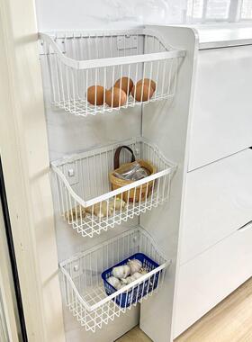 厨房置物架多功能卫生间浴室多层收纳架壁挂免打孔调料品果蔬篮