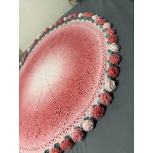 渐变色玫瑰花束毯子毛线手工diy编织毛毯午睡盖毯羊绒雪妃尔礼物