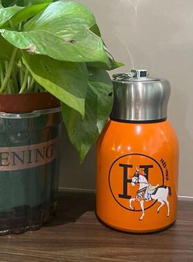 新款中式爱马橙316不锈钢保温杯便携口袋大肚杯送礼生日情侣杯子.