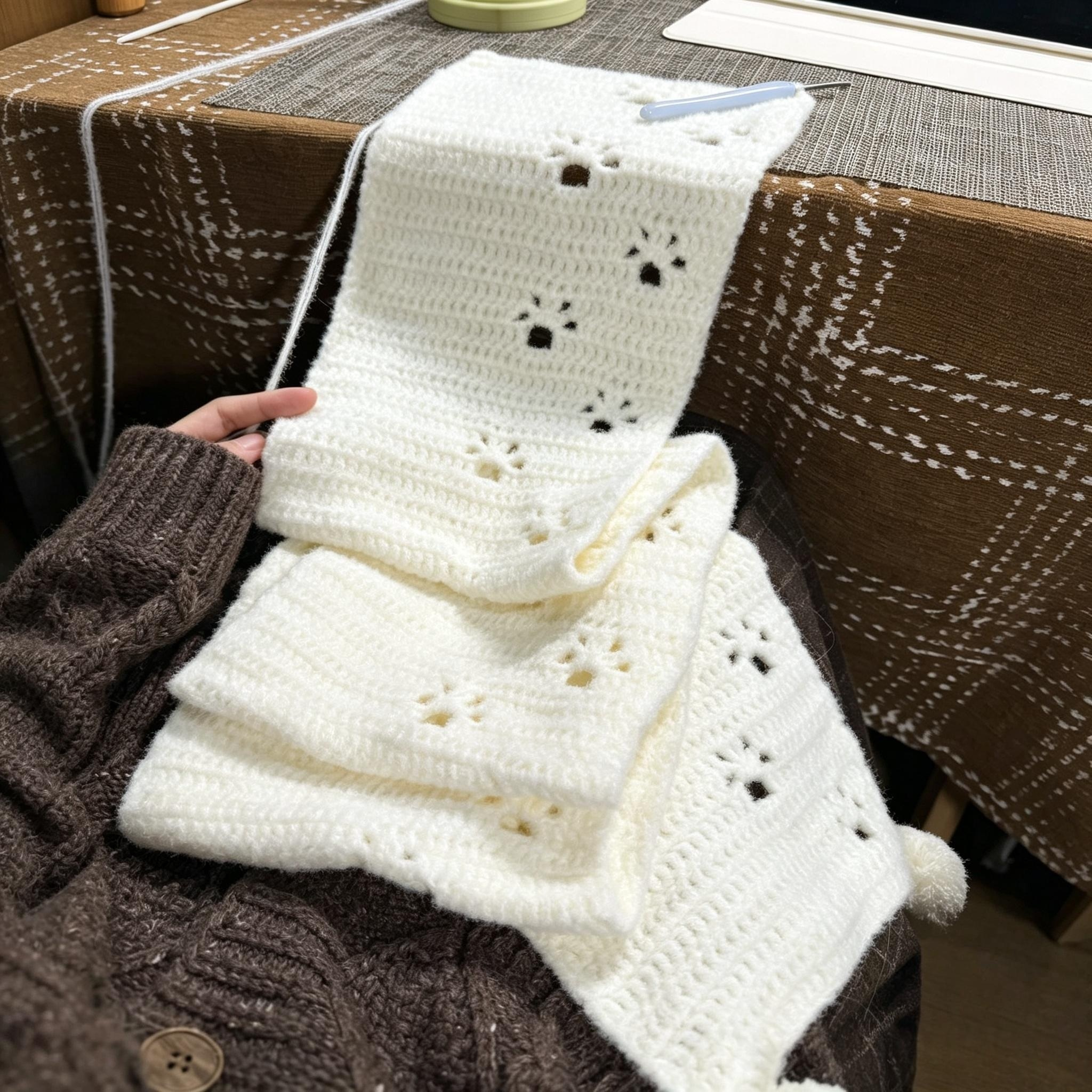 猫咪踏雪~可爱挂球猫爪围巾成品秋冬甜美氛围感围脖超送女友礼物