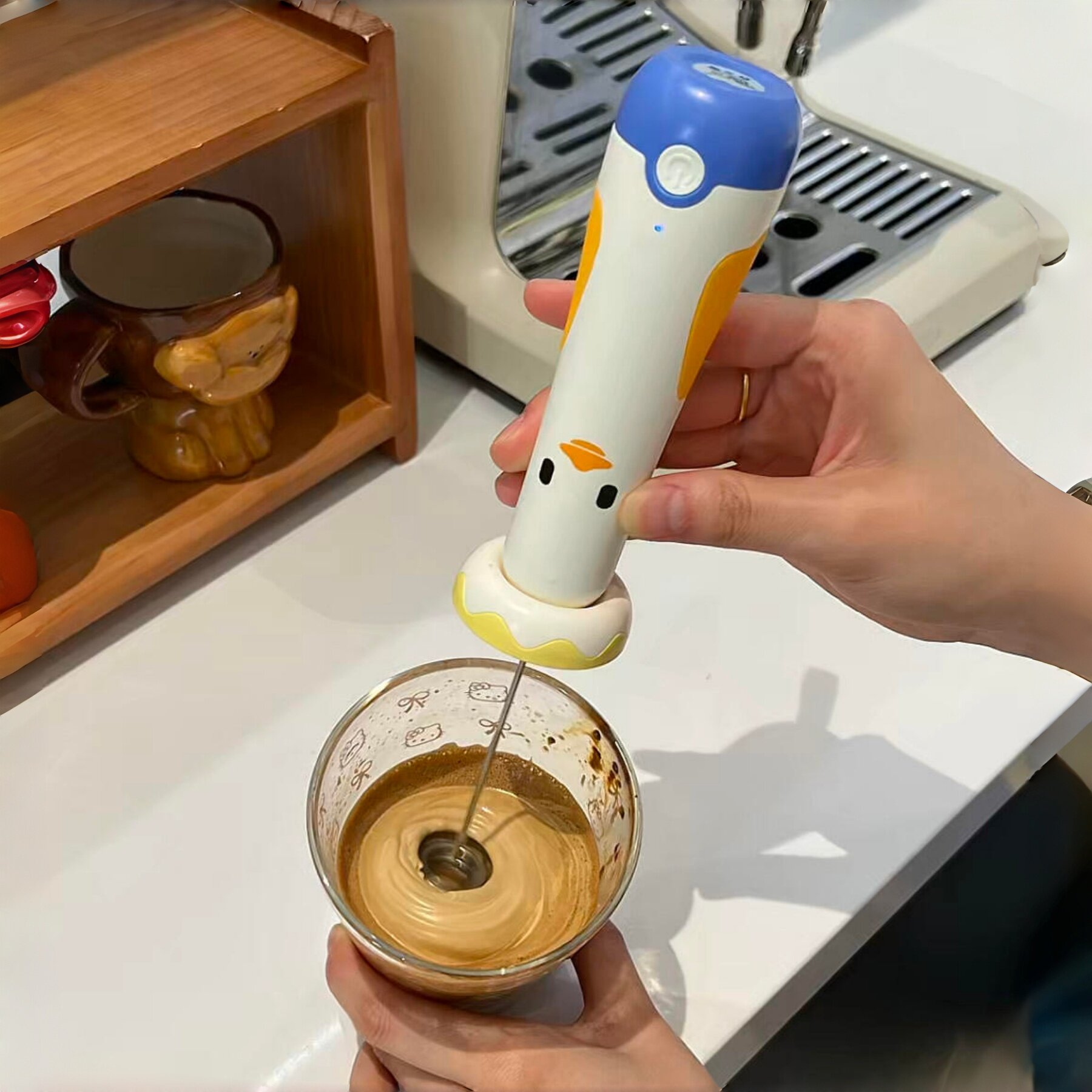 墨西哥鸭咖啡打泡器手持电动搅拌器diy400次咖啡器迷你无线奶泡机