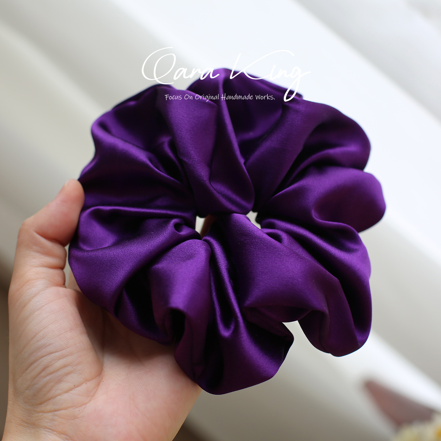 30姆米真丝发圈手工高级感法式肥肠圈紫色重磅桑蚕丝原创大肠圈