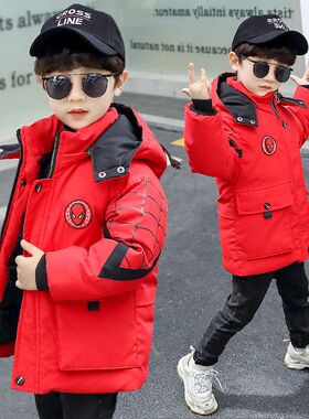 KKI男童冬装棉服外套2025新款儿童加厚棉衣中大童洋气中长款棉袄