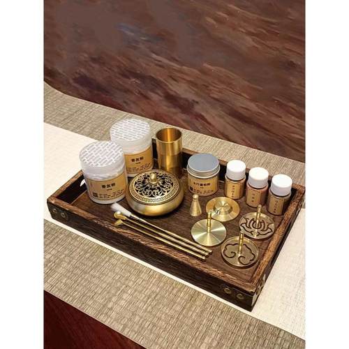 纯铜香篆套装打篆香炉香具香拓香灰压香铲香勺香粉檀香沉香托盘
