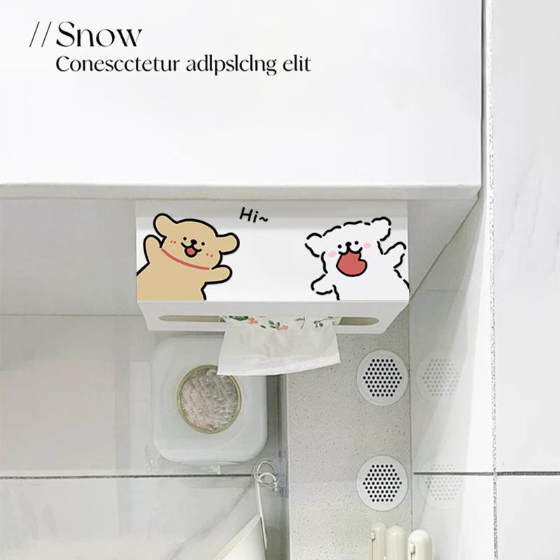 恋爱小狗厨房纸巾架倒挂橱柜下方抽纸盒悬挂式卫生间洗脸巾置物架