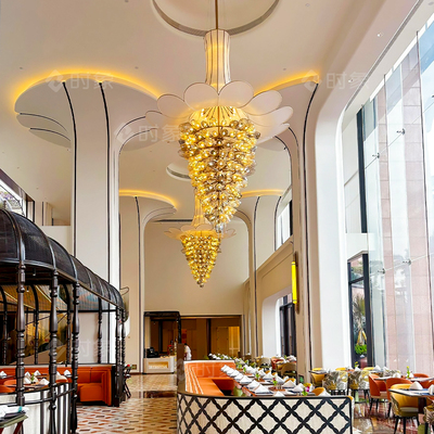 定制奢华酒店圆形装饰灯欧式松果造型水晶吊灯简欧宴会厅商场灯具