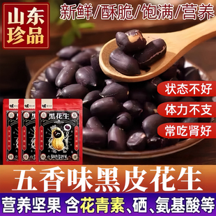 黑皮五香花生米山东特产黑玉珍黑花生20包网红零食品坚果仁下酒菜