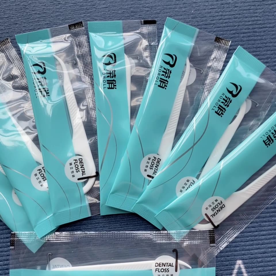 荣俏牙线独立包装一次性牙线棒塑料剔牙线便携盒装单支牙线50支装